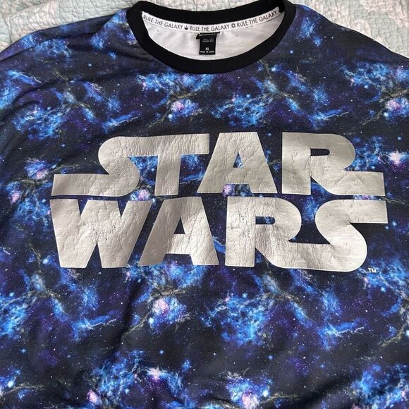 Disney Her Universe Pullover Top Womens XL Blue Silver Star Wars Rule The Galaxy - Picture 1 of 16